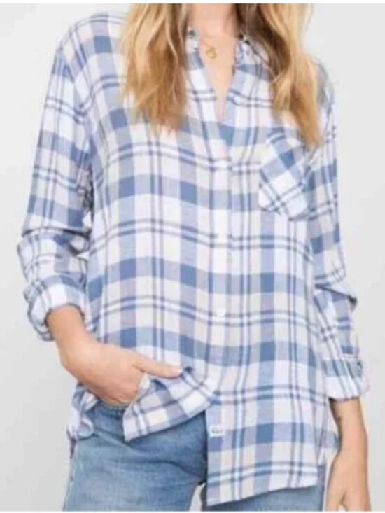 NWT Rails Charli Button Front Long Sleeve Top Plaid Blouse - Picture 8 of 8